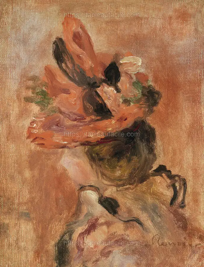 Woman_s Head with Red Hat (1890) by Pierre-Auguste Renoir apercu