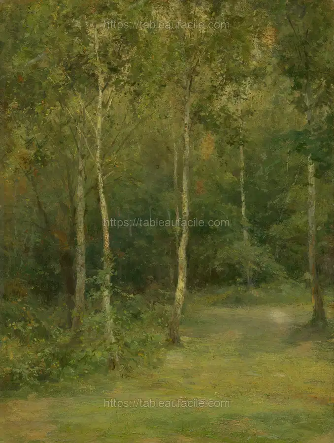 Wooded landscape with little birches by Lajos Csordák apercu