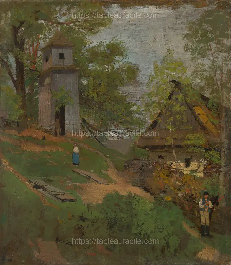 Wooden belfry by László Mednyánszky apercu