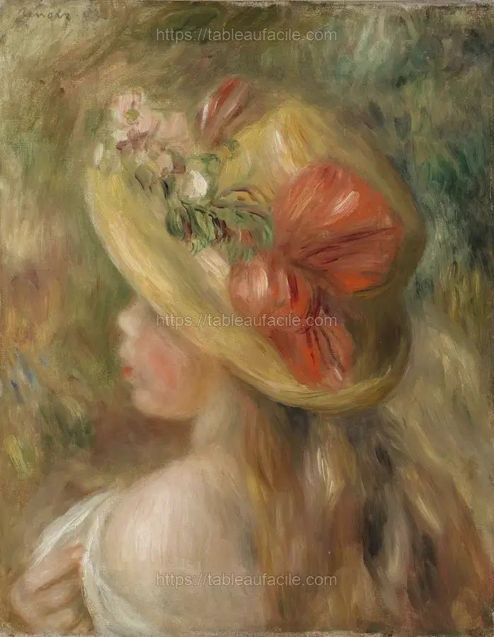 Young Girl with Hat (Jeune fille au chapeau) by Pierre Auguste Renoir apercu