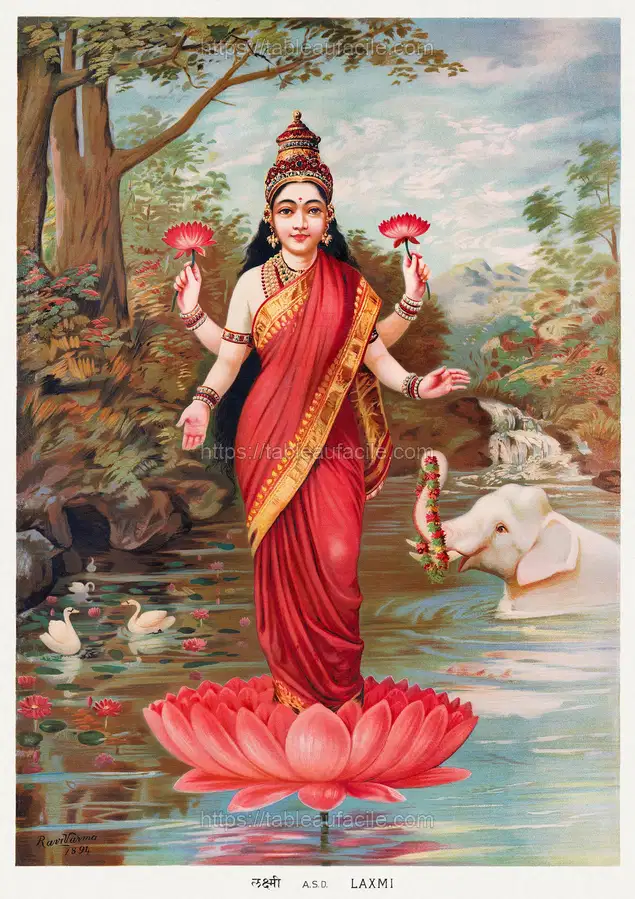 Lakshmi (1894), vintage Hindu Goddess illustration apercu