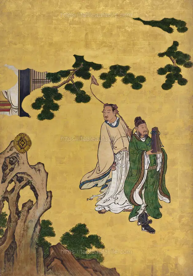 Chinese Tao_s Immortals (1646) vintage painting by Kano Sansetsu apercu