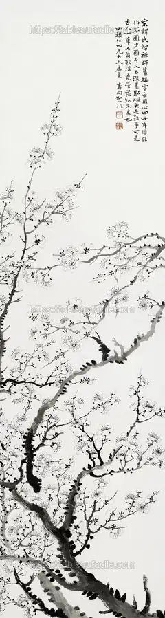 Chinese cherry blossom (1838) vintage painting by Rushan apercu