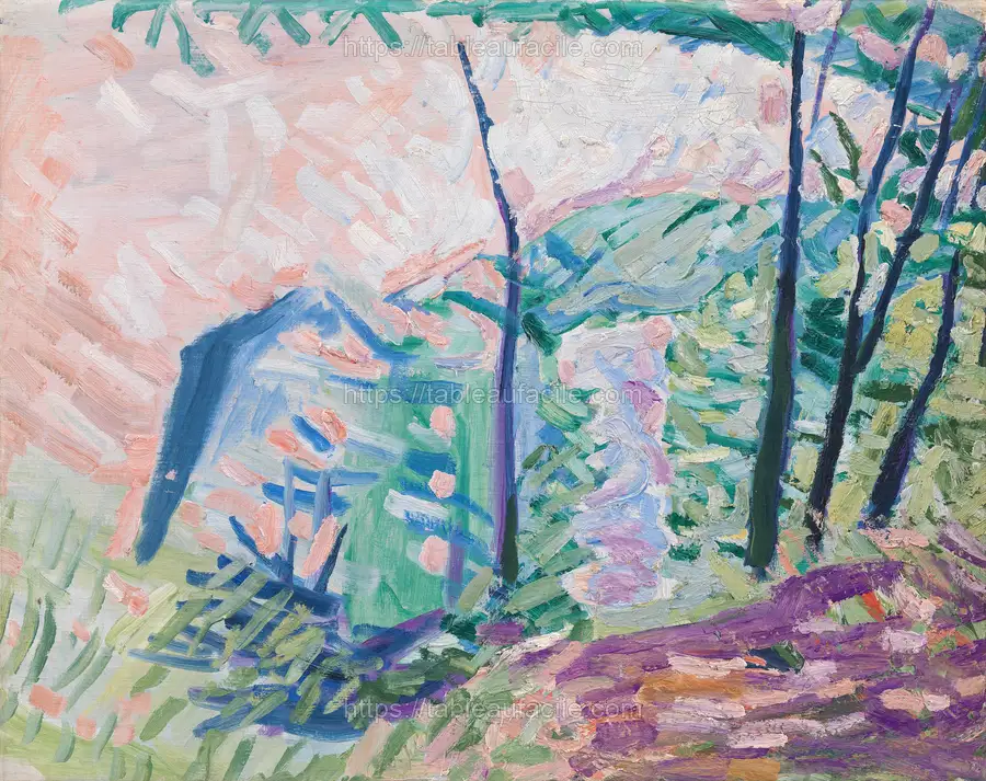 Forest by Lake Bagsværd (1941) vintage illustration by Niels Larsen Stevns apercu