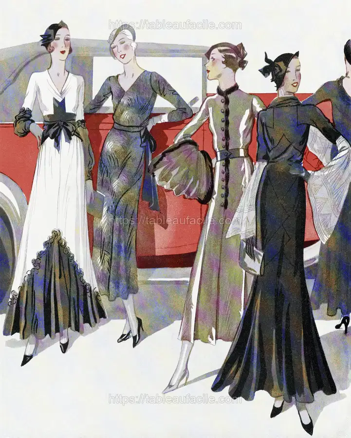 Four women by a car (1931)  Worth, Martial et Armand and Dupouy-Magnin. apercu