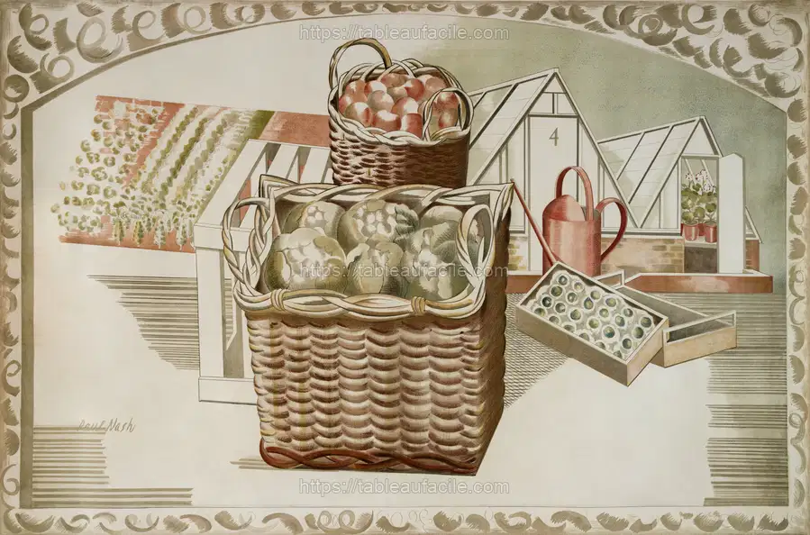 Fruit Gardens and Orchard (1930) poster by Paul Nash apercu