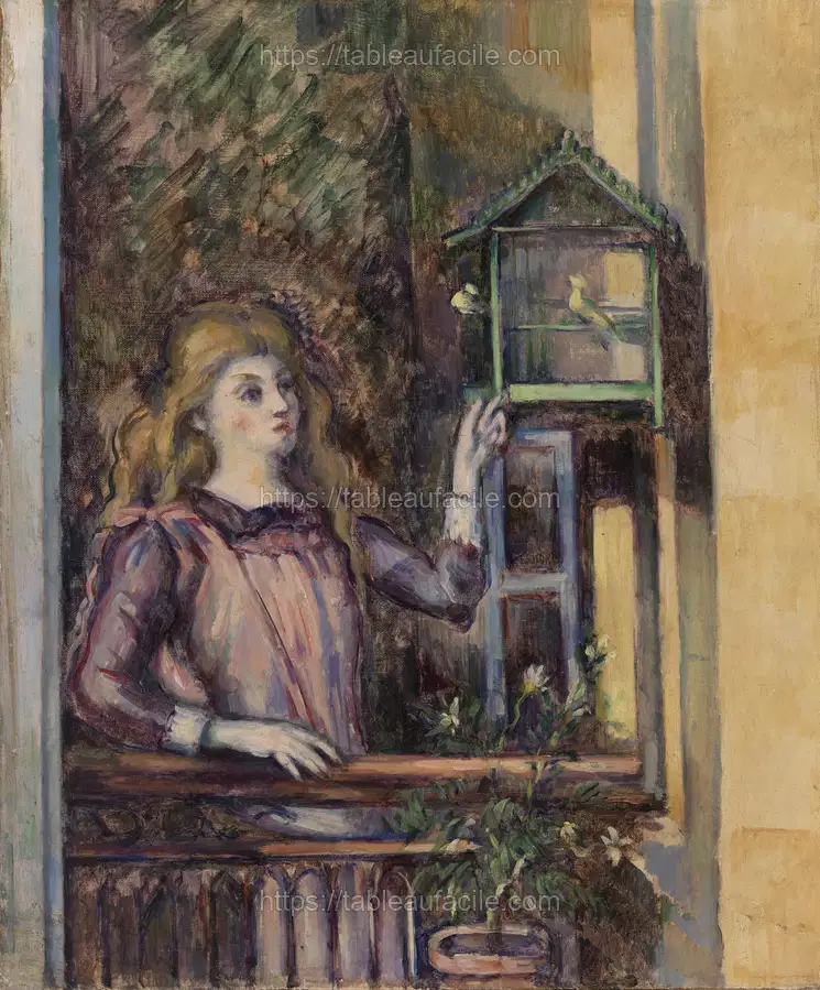 Girl with Birdcage (Jeune fille à la volière) by Paul Cézanne apercu