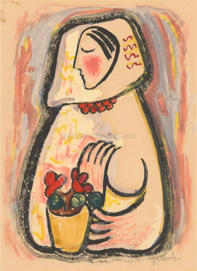 Girl with a basket of flowers by Mikuláš Galanda apercu