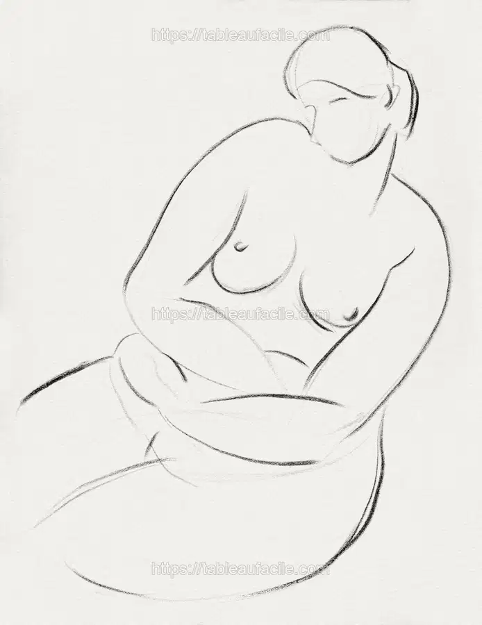 Naked woman showing her breasts, vintage erotic art. Seated Female Nude by Carl Newman apercu