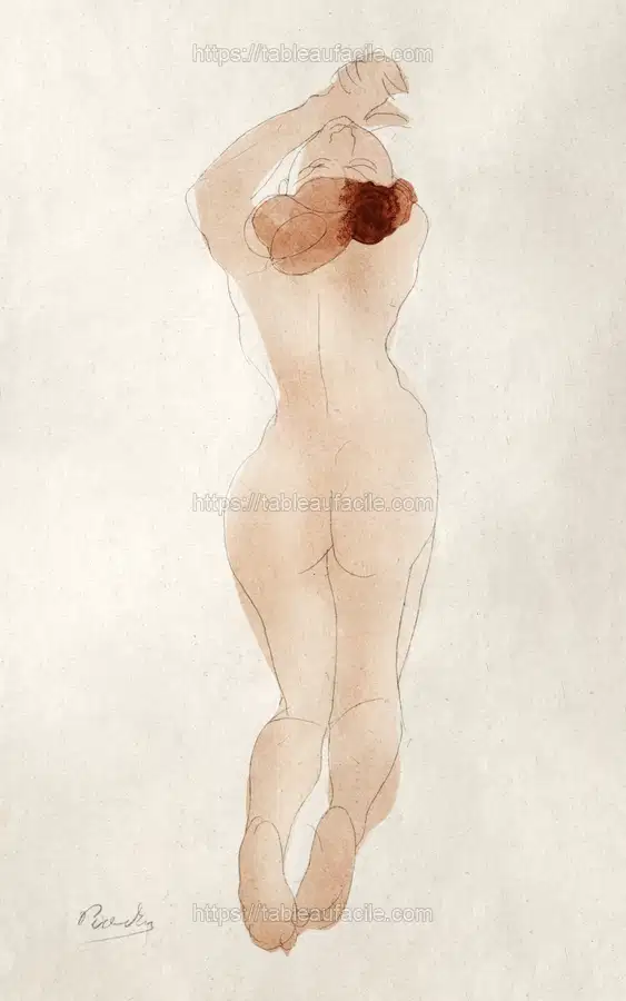 Naked woman showing off her bum, vintage nude illustration. Caresse moi danc, chéri by Auguste Rodin apercu