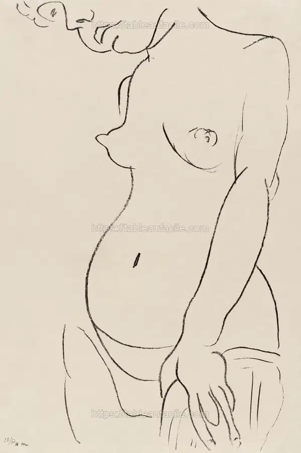 Nude three quarters, part of head cropped (1913) by Henri Matisse apercu