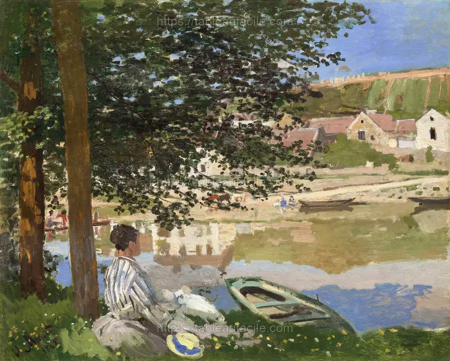 On the Bank of the Seine, Bennecourt (1868) by Claude Monet apercu