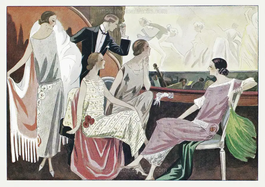 Opera-Comique (1924) fashion illustration in high resolution by Edward Henry Molyneux, Gustav Beer and Preme apercu