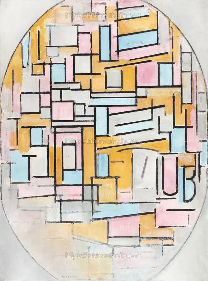 Piet Mondrian_s Composition with Oval in Color Planes II (1914) apercu