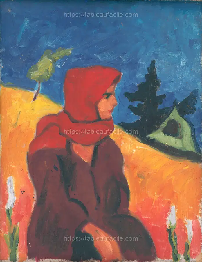 Village girl in a red scarf by Zolo Palugyay apercu