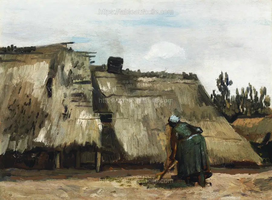 A Peasant Woman Digging in Front of Her Cottage (c.1885) by Vincent Van Gogh apercu