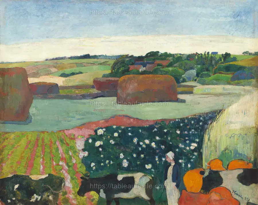 Haystacks in Brittany (1890) by Paul Gauguin apercu
