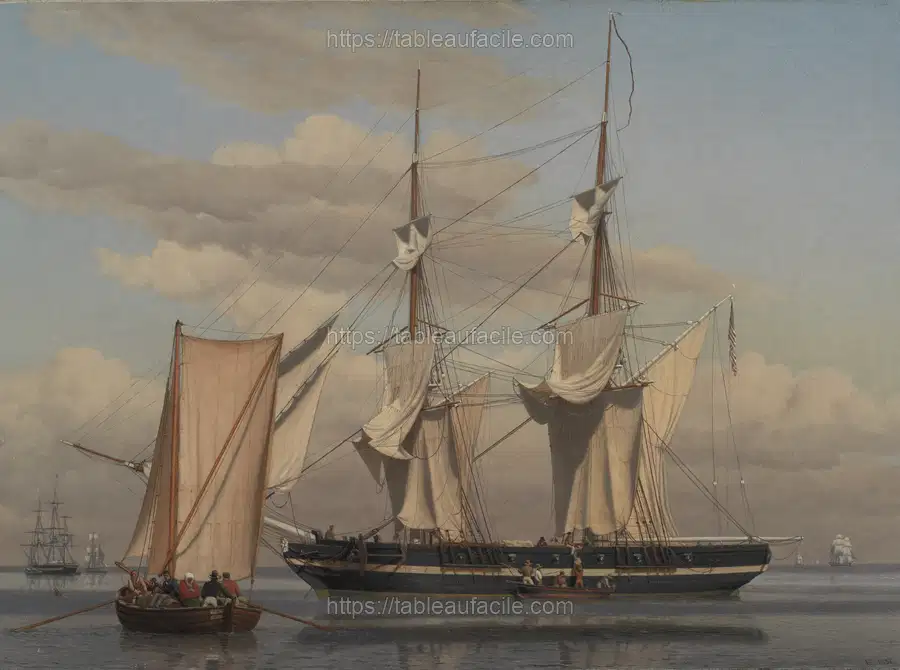 An American Naval Brig Lying at Anchor While Her Sails Are Drying by C.W. Eckersberg apercu