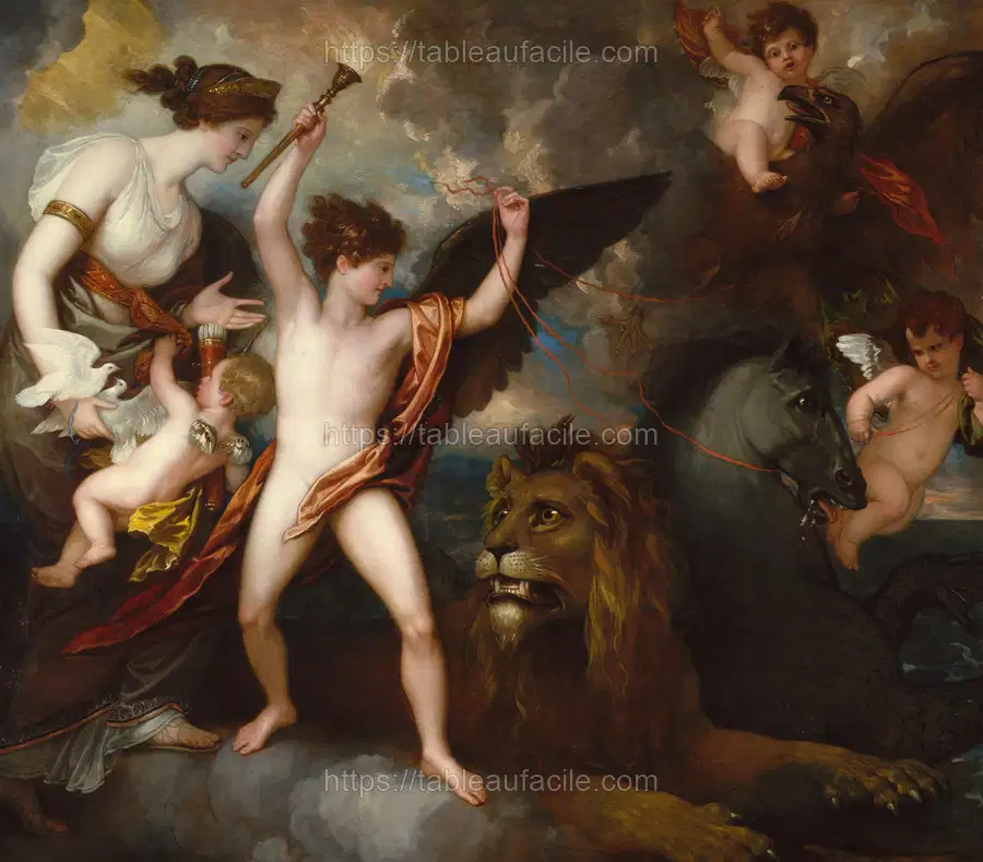 Omnia Vincit Amor, or The Power of Love in the Three Elements by Benjamin West apercu