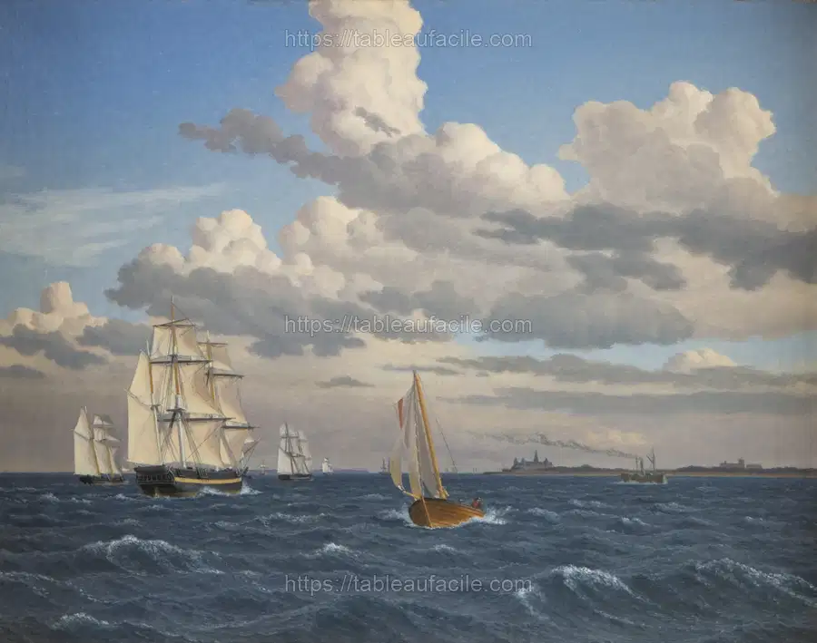 Part of Øresund north of Kronborg by C.W. Eckersberg apercu