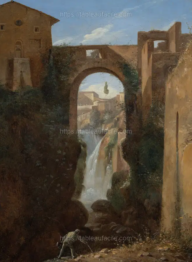 Ponte San Rocco and Waterfalls, Tivoli by François Marius Granet apercu