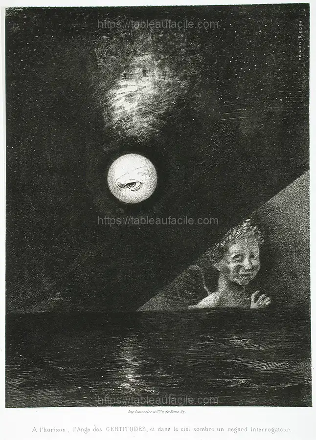 À Edgar Poe (À l_horizon l_Ange des Certitudes, et dans le ciel sombre, un regard intérrogateur) by Odilon Redon apercu