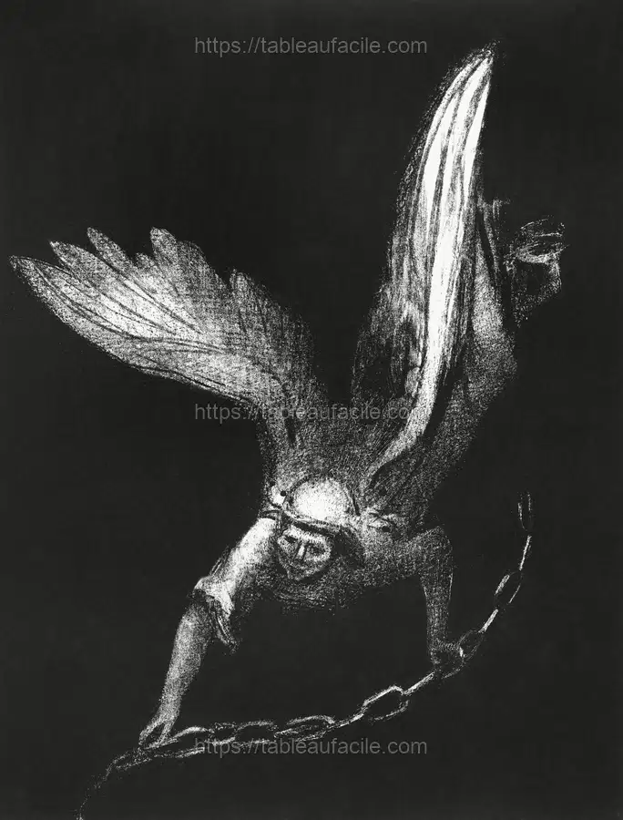 And I Saw an Angel Come Down From Heaven, Having the Key of the Bottomless Pit and a Great Chain in His Hand (1899) by Odilon Redon apercu