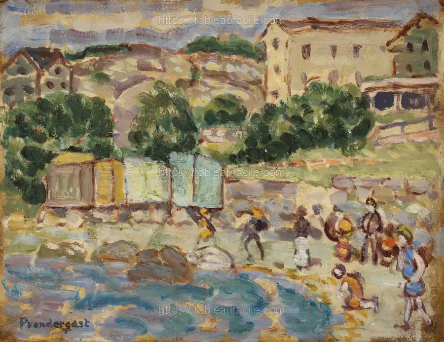 Beach and Village by Maurice Brazil Prendergast apercu