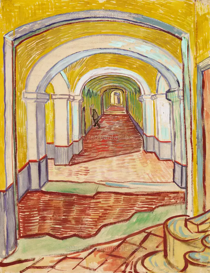 Corridor in the Asylum (1889) by Vincent Van Gogh apercu