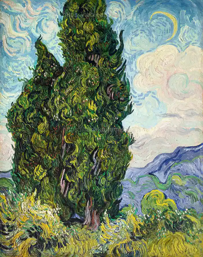 Cypresses (1889) by Vincent Van Gogh apercu