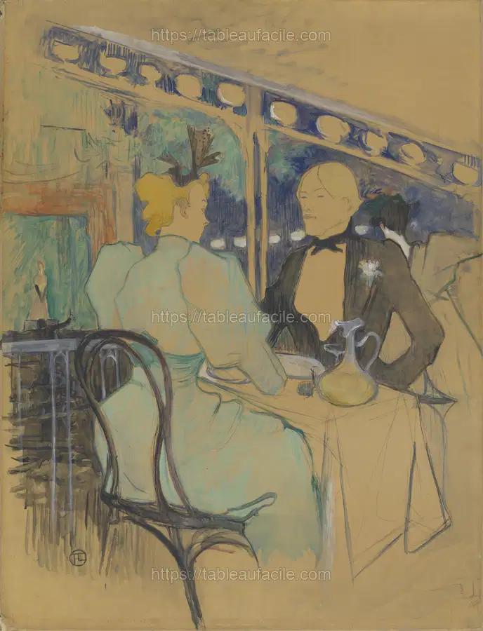 Fashionable People at Les Ambassadeurs (Aux Ambassadeurs Gens Chic) (1893) painting by Henri de Toulouse–Lautrec apercu