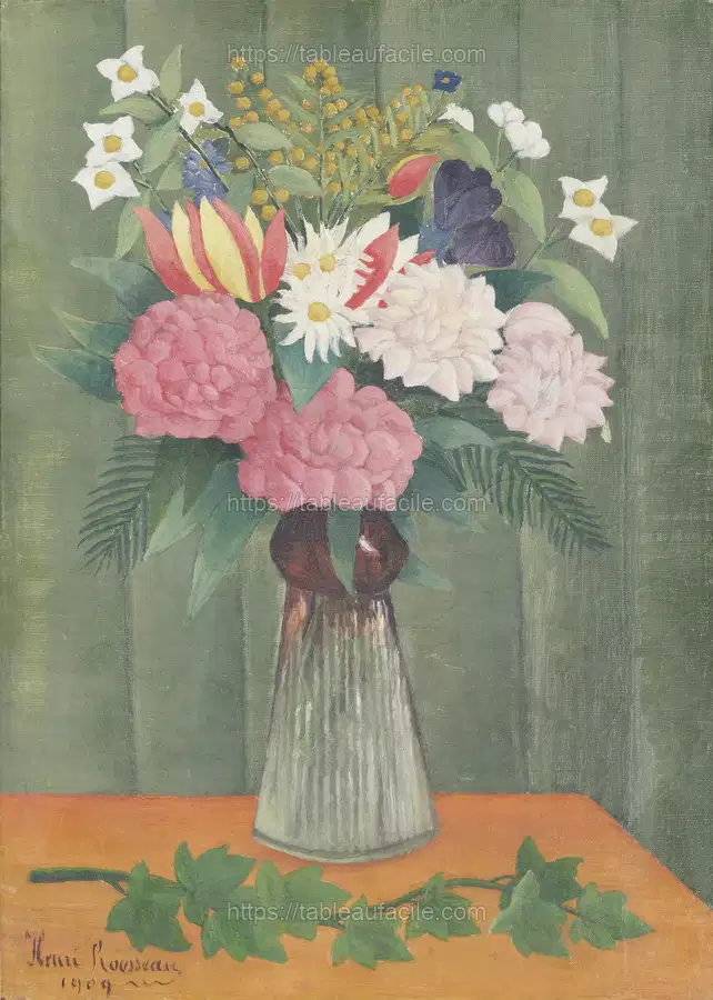 Flowers in a Vase (1910) by Henri Rousseau apercu