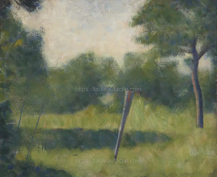 Georges Seurat_s Paysage au piquet (1882) apercu