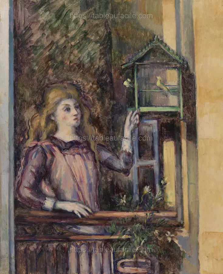 Girl with Birdcage (Jeune fille à la volière) by Paul Cézanne apercu