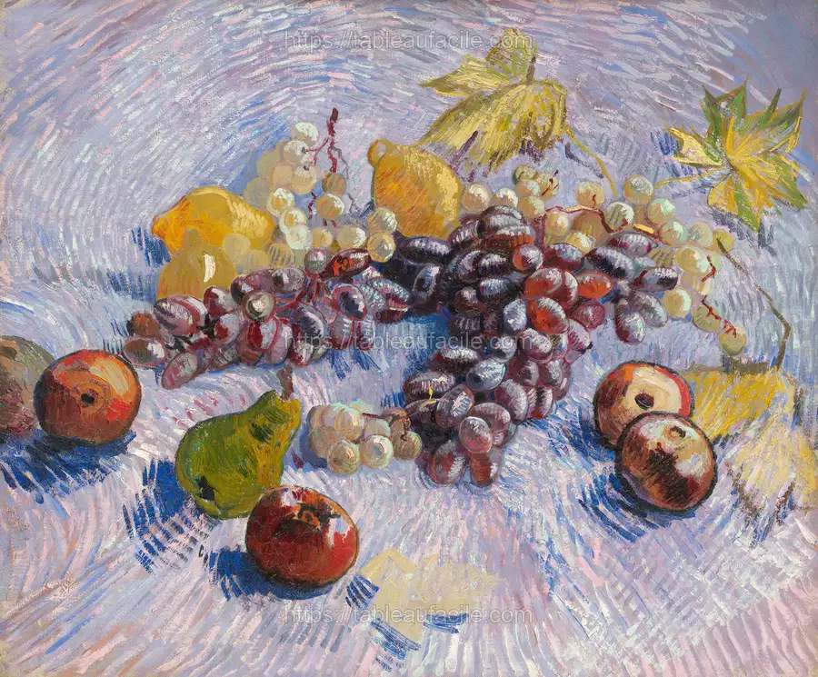 Grapes, Lemons, Pears, and Apples (1887) by Vincent Van Gogh apercu