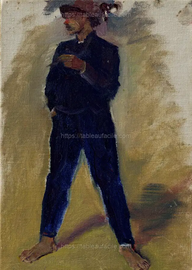 Groom standing astride by Ladislav Mednyánszky apercu