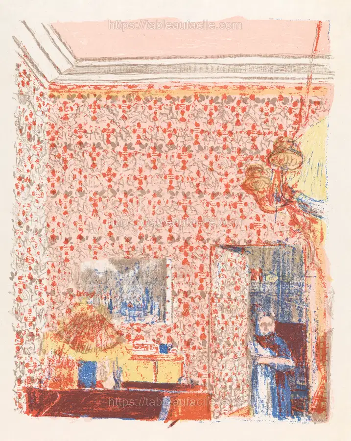 Interieur aux tentures roses I (1899) illustration by Edouard Vuillard apercu