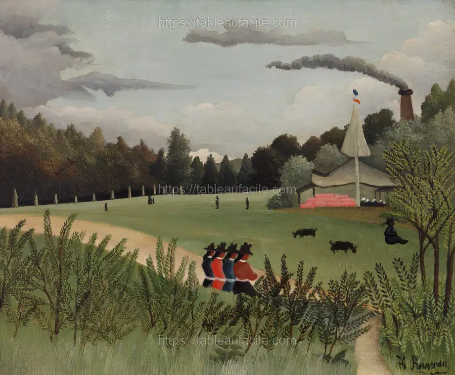 Landscape and Four Young Girls (Paysage et quatre jeunes filles) (ca. 1895) by Henri Rousseau apercu