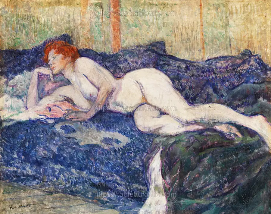Naked woman showing her breasts, vintage erotic art. Nude Lying on a Couch (1897) by Henri de Toulouse–Lautrec apercu
