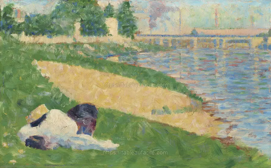 The Seine with Clothing on the Bank (Study for Bathers at Asnières) (ca. 1883–1884) by Georges Seurat apercu