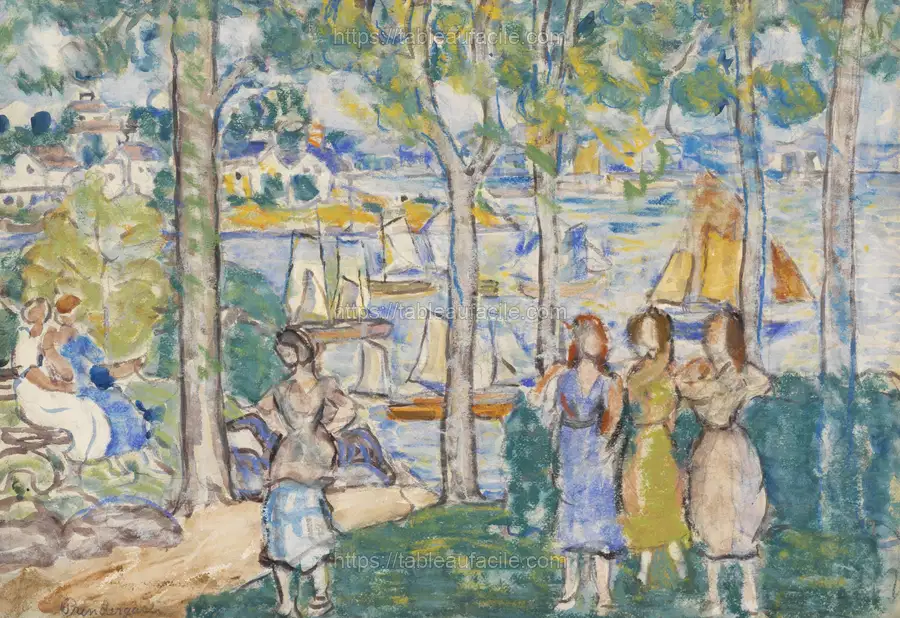 Trees, Houses, People by Maurice Brazil Prendergast apercu