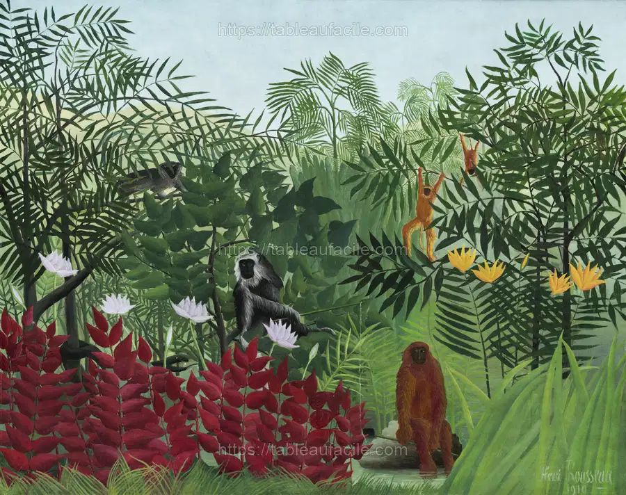 Tropical Forest with Monkeys (1910) by Henri Rousseau apercu