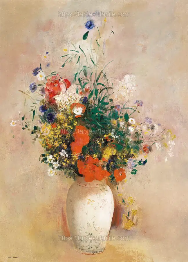 Vase of Flowers (Pink Background) (1906) by Odilon Redon apercu