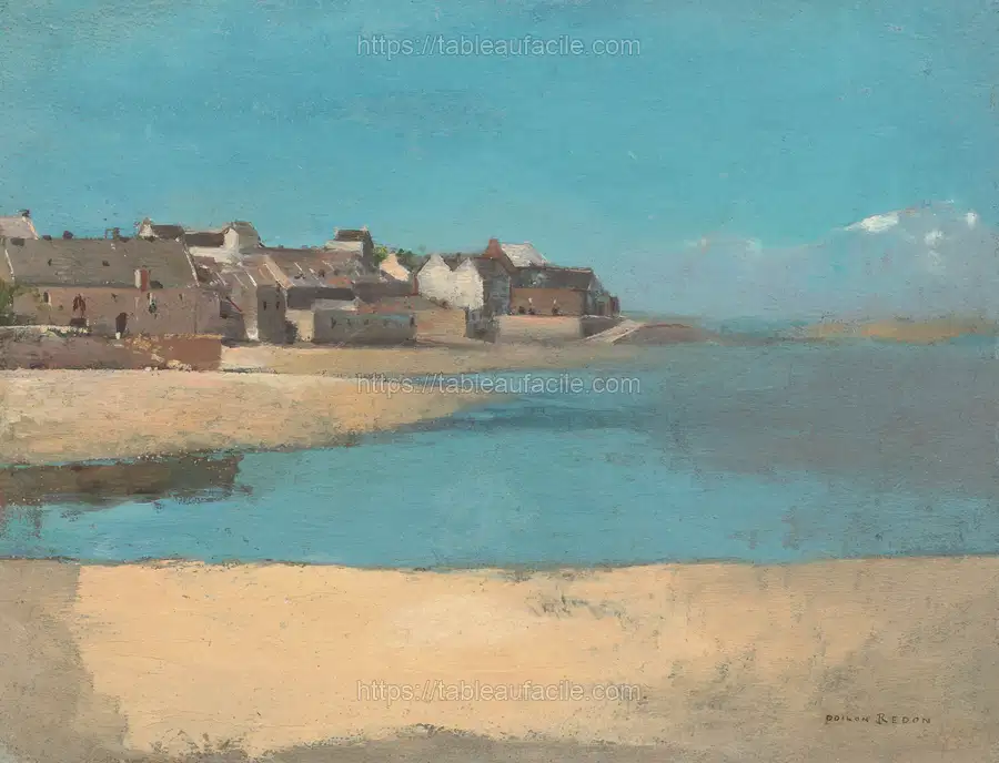 Village by the Sea in Brittany (1880) by Odilon Redon apercu