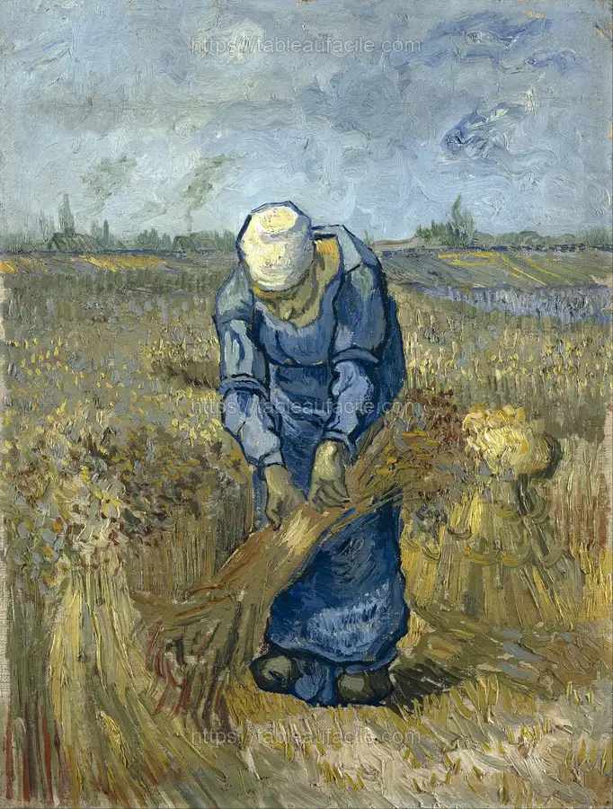 Vincent van Gogh - Peasant woman binding sheaves (after Millet) apercu