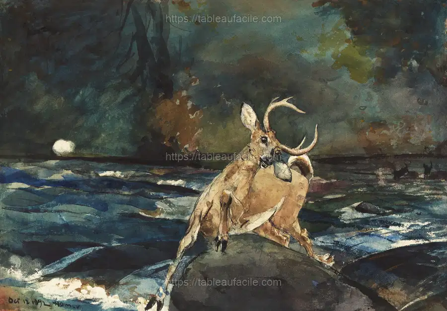 A Good Shot, Adirondacks (1892) by Winslow Homer apercu