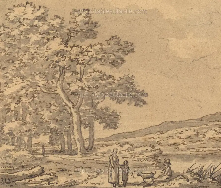 A Landscape with Three Figures and a Dog by Théodore Rousseau apercu