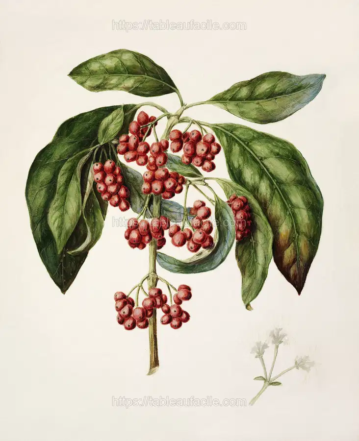 Antique plant Coprosma australis - Kanono drawn by Sarah Featon apercu