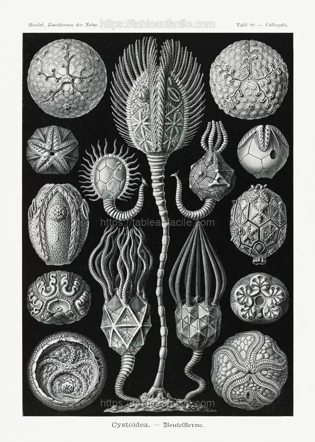 Cystoidea–Beutelsterne from Kunstformen der Natur (1904) by Ernst Haeckel apercu