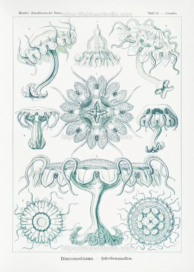 Discomedusae–Scheibenquallen from Kunstformen der Natur (1904) by Ernst Haeckel 2 apercu